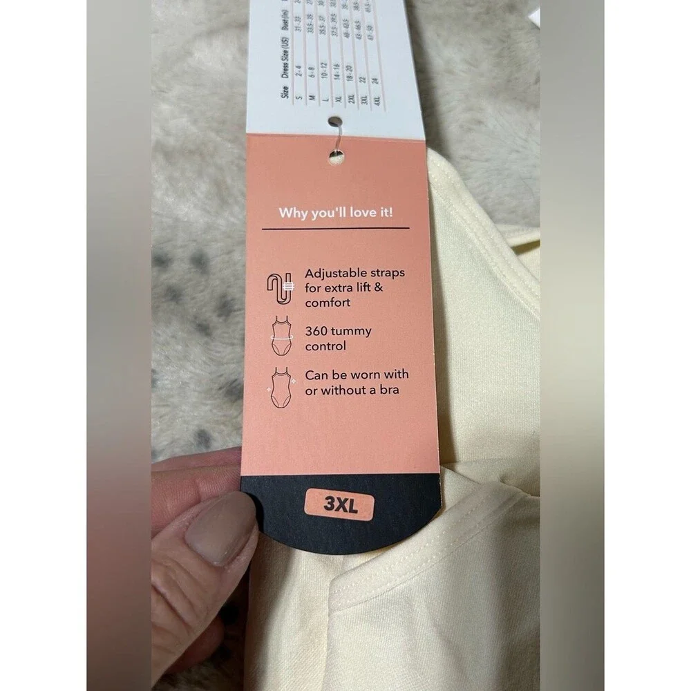 TWO Shapermint Size 3X Cream Scoop Neck Bodysuits with Snaps NWT Plus size